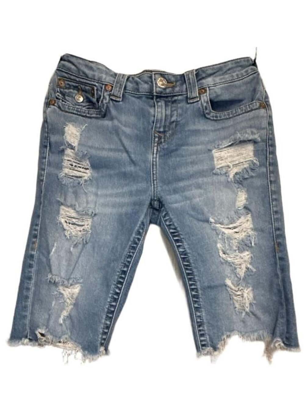 True Religion Vintage Y2K Distressed Denim Riley Knee Length Shorts